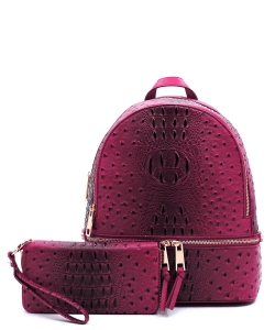 Ostrich Croc Backpack with Wallet OS1082W MAGENTA